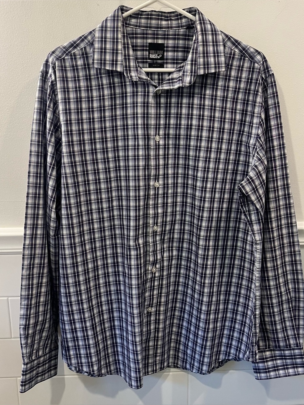 William Rast White and Blue Plaid Button-up Long Sleeve Shirt